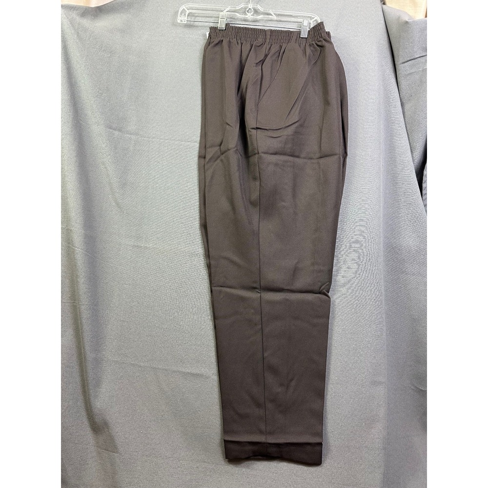 National Women Brown Elastic Waist Straight Leg Cuffed Trousers Pants 24WP NWT